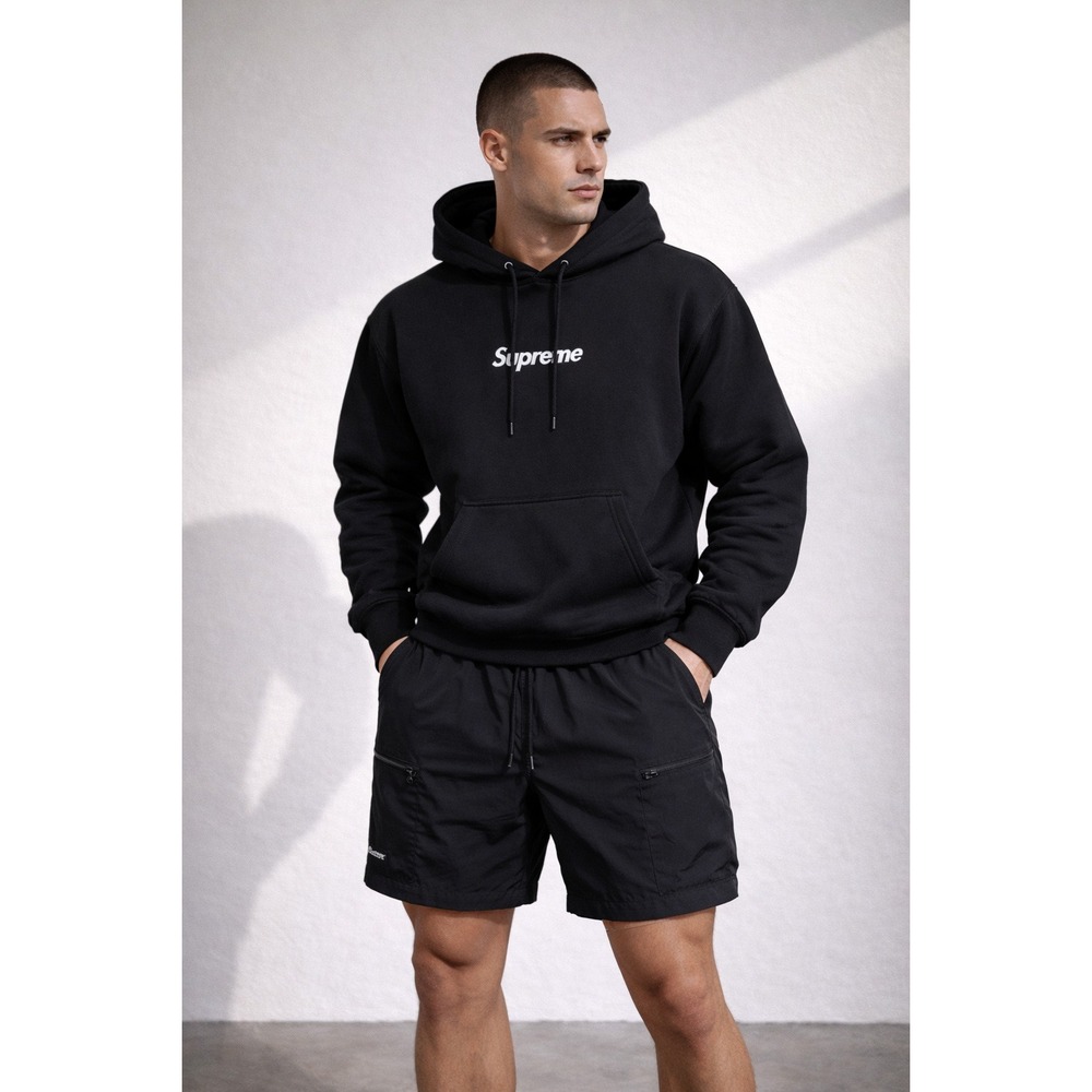 Supreme Mens Black Nylon Cargo Shorts Mesh Lined Elastic Waist Size‎ Medium M